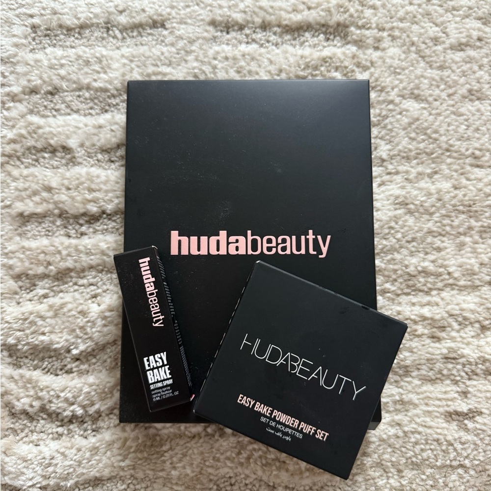 HUDA BEAUTY Black and Pink Makeup Set with Easy Bake Accessories